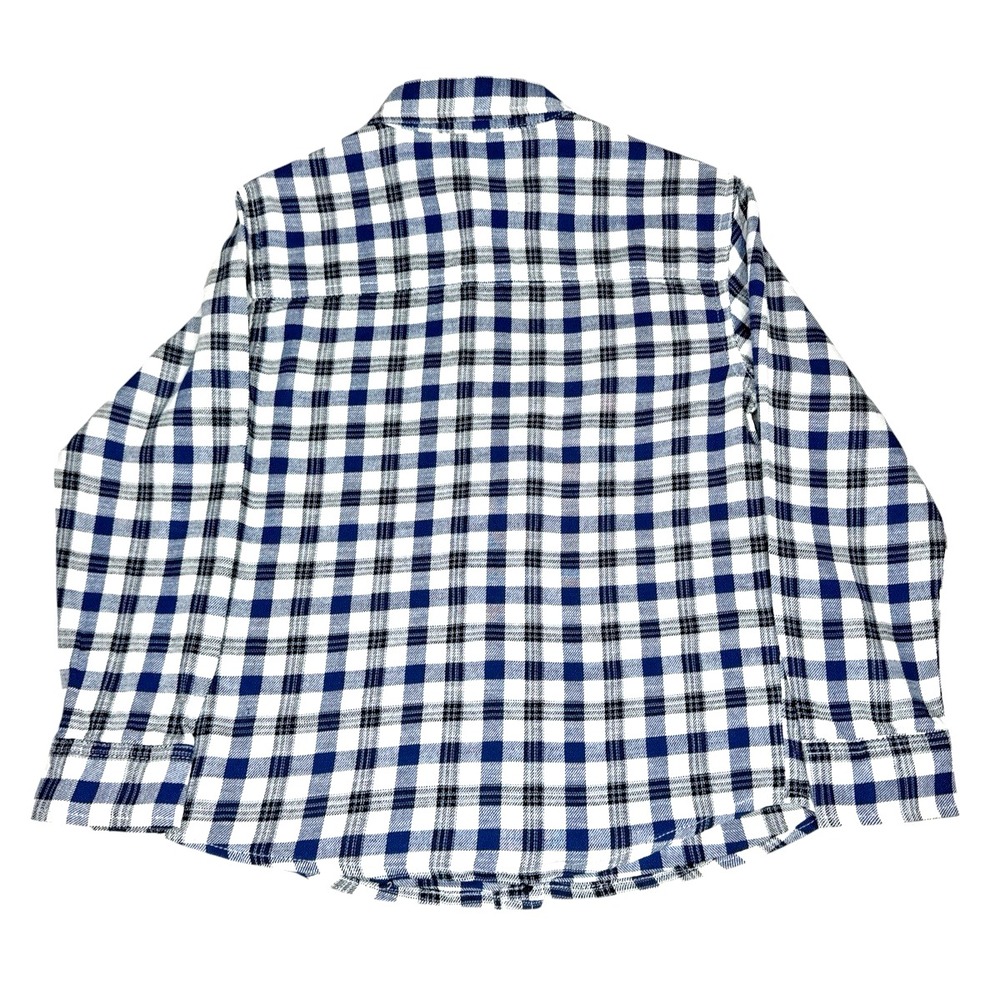 Calvin Klein Jeans Boy's Logo Pocket 100% Cotton Plaid Blue/White Shirt - Size 8 - Picture 3 of 12